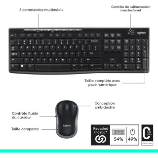 Logitech MK270 Ensemble de clavier et souris sans fil