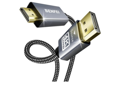 Câble DisplayPort vers HDMI 4K de 1,8 m [coque en aluminium, nylon tressé], câble DisplayPort vers HDMI  – Mâle vers mâle